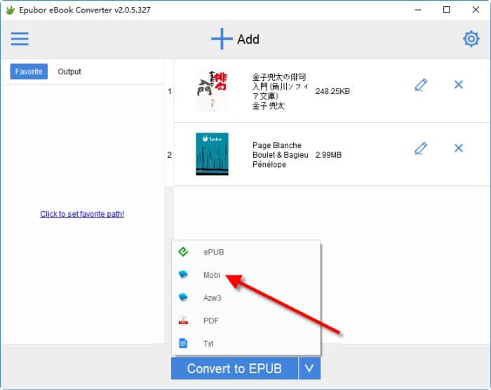 ePub轉換為Mobi